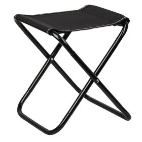 Foldable Camping Stool Portable Travel Chair 275.6LBS Load for Camping Fishing Backpacking Hiking Camping Seat with Carry Bag (Color: Black)