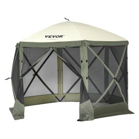 VEVOR Pop Up Gazebo Tent, Pop-Up Screen Tent 6 Sided Canopy Sun Shelter with 6 Removable Privacy Wind Cloths & Mesh Windows (Color: Military Green, Item Size: 10 x 10 ft)